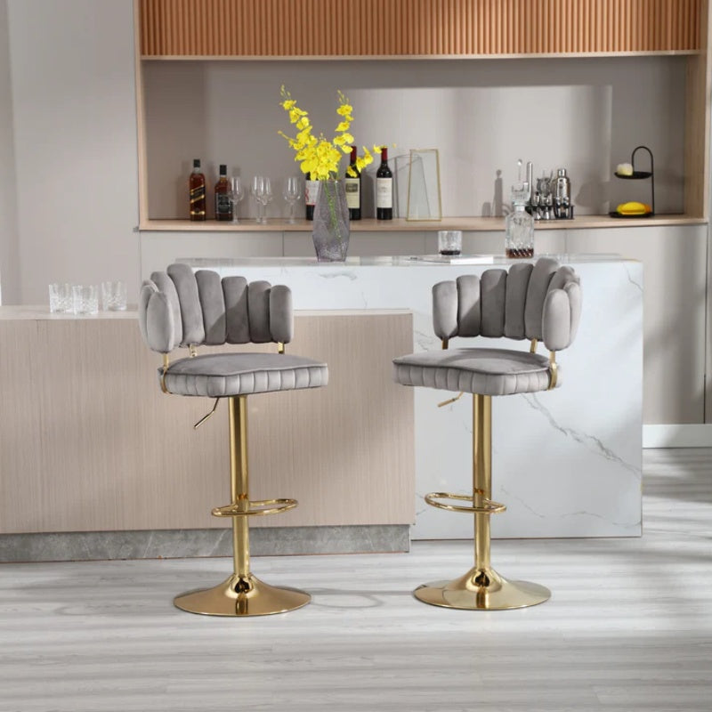 COOLMORE Swivel Bar Stools Set of 2 Adjustable Counter Height Chairs with Footrest for Kitchen, Dining Room-海智集-Default-