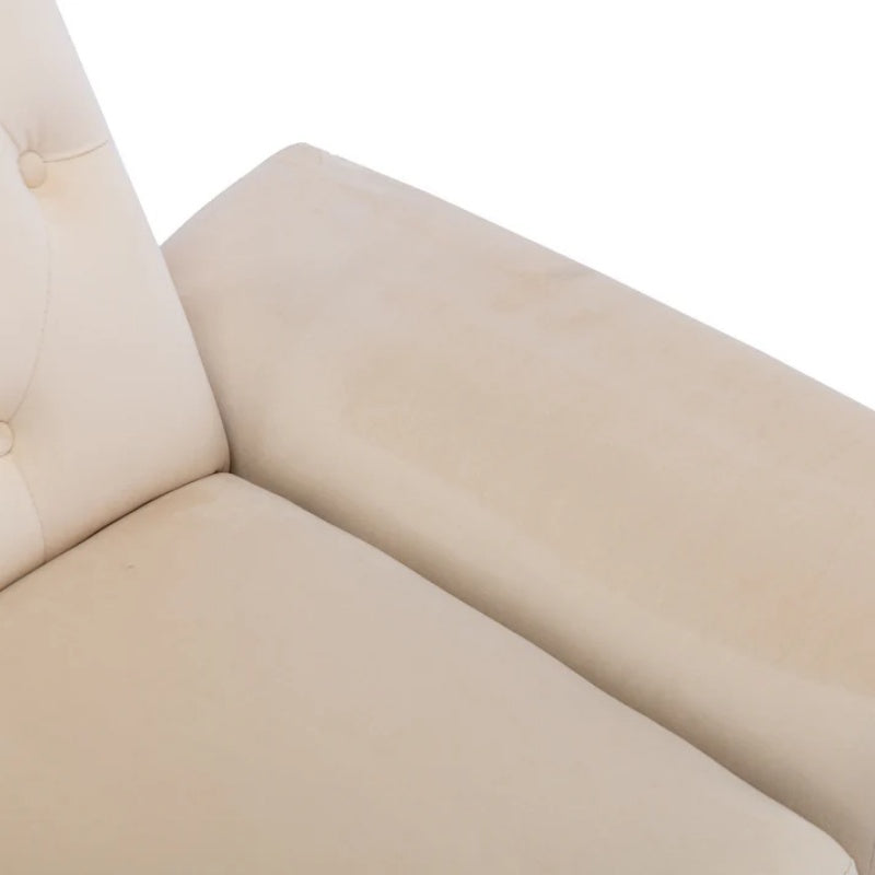 COOLMORE Velvet Accent Chair with Adjustable Armrests and Backrest, Button Tufted Lounge Chair, Single Recliner Armchair with Ottoman-海智集-Default-