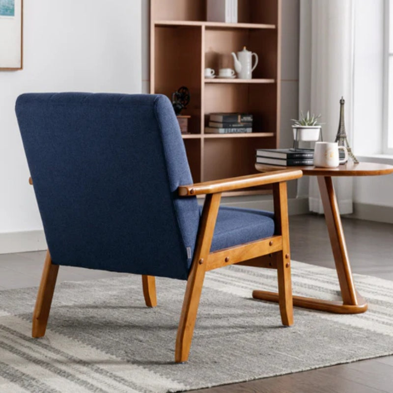 Leisure Chair with Solid Wood Armrest and Feet, Mid-Century Modern Accent chair, for Living Room Bedroom Studio chair-海智集-Default-