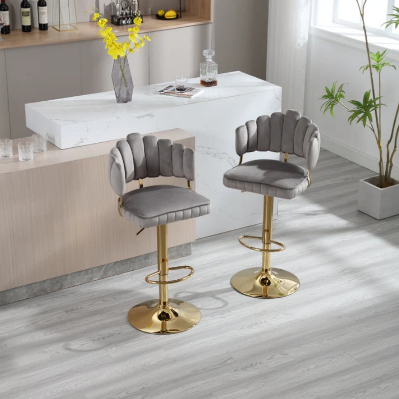 COOLMORE Swivel Bar Stools Set of 2 Adjustable Counter Height Chairs with Footrest for Kitchen, Dining Room-海智集-Default-