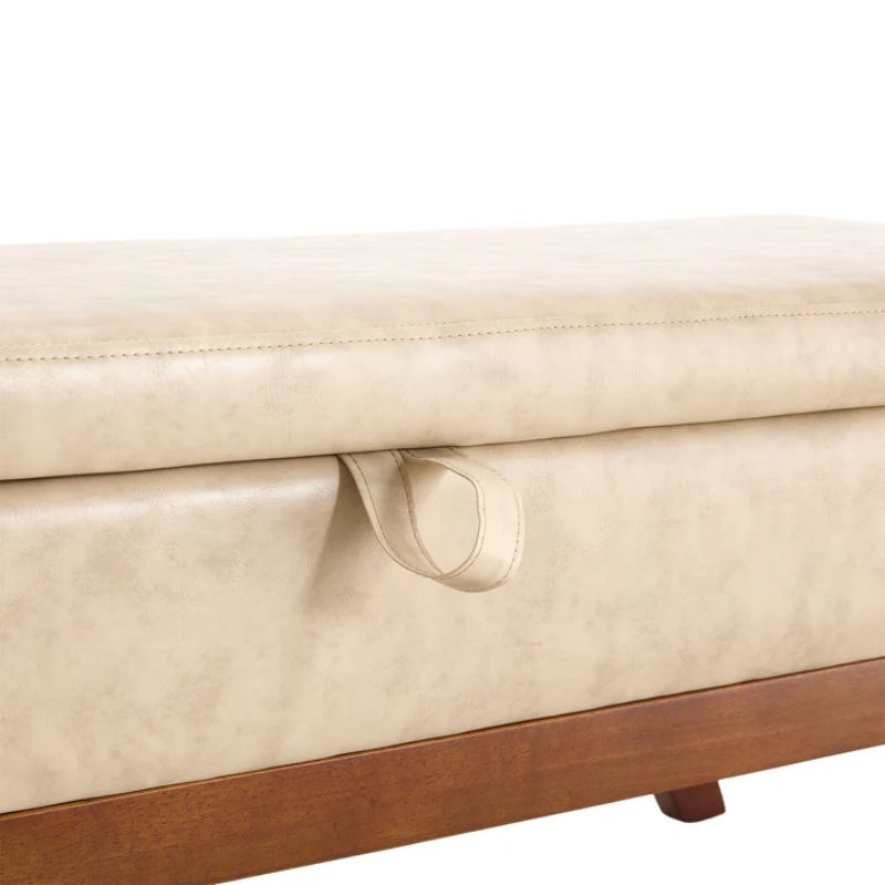 COOLMORE Teddy wool fabric, solid wood feet for solid weighing, and bed end stool with storage function-海智集-Default-