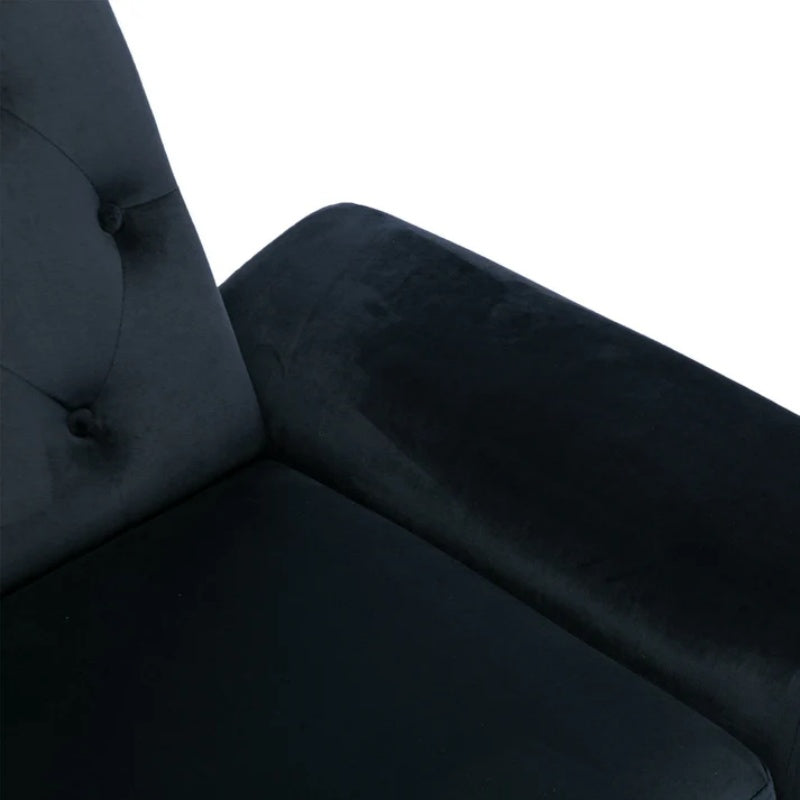 COOLMORE Velvet Accent Chair with Adjustable Armrests and Backrest, Button Tufted Lounge Chair, Single Recliner Armchair with Ottoman-海智集-Default-