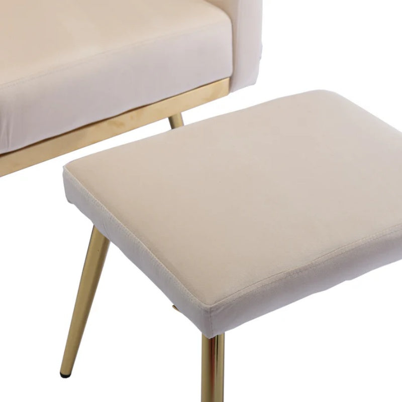 COOLMORE Velvet Accent Chair with Adjustable Armrests and Backrest, Button Tufted Lounge Chair, Single Recliner Armchair with Ottoman-海智集-Default-