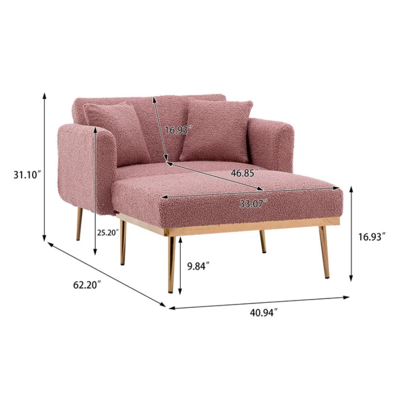 COOLMORE fashionable and classic style chaise lounge chair / accent chair for Living Room, bedroom (Brush Pink Teddy )-海智集-Default-