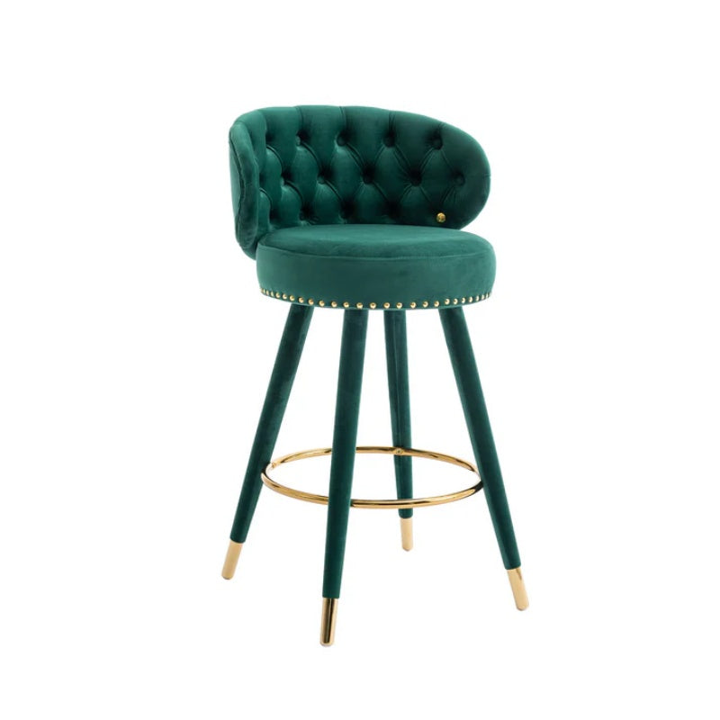COOLMORE Counter Height Bar Stools Set of 2 for Kitchen Counter Solid Wood Legs with a fixed height of 360 degrees-海智集-Default-