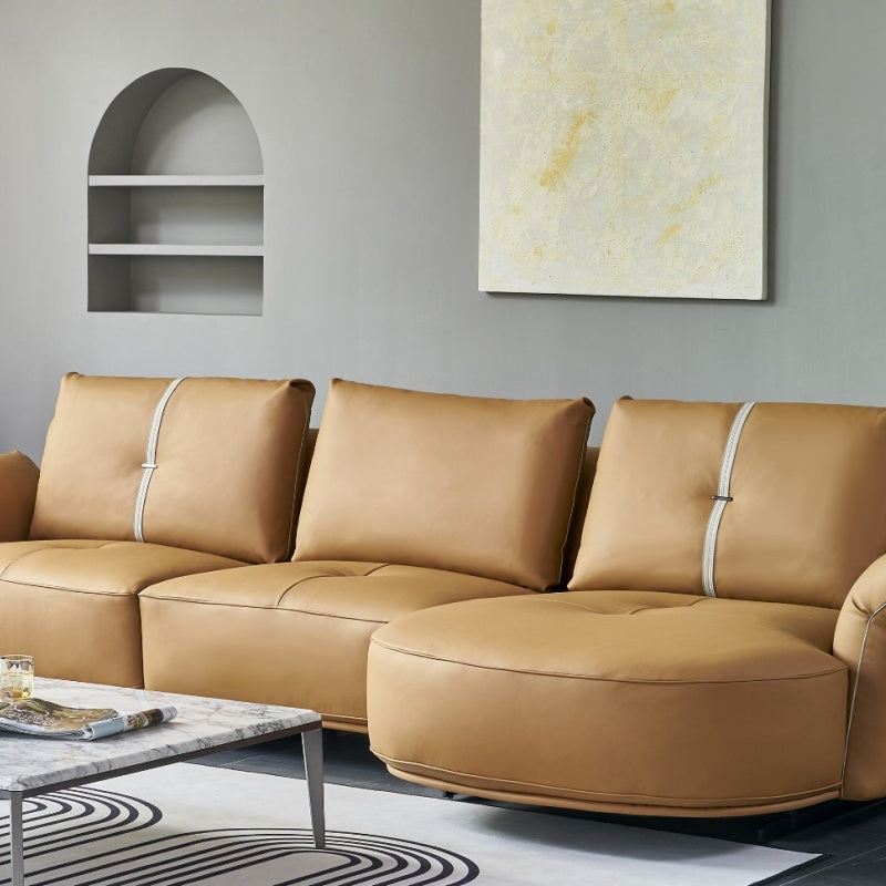 Luxurious living room hotel sofa, Luo LAN series leather sofa, Italian light luxury four-seater-海智集-