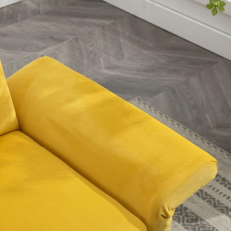 COOLMORE Velvet Accent Chair with Adjustable Armrests and Backrest, Button Tufted Lounge Chair, Single Recliner Armchair with Ottoman-海智集-Default-