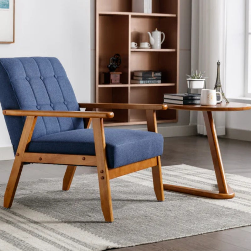 Leisure Chair with Solid Wood Armrest and Feet, Mid-Century Modern Accent chair, for Living Room Bedroom Studio chair-海智集-Default-