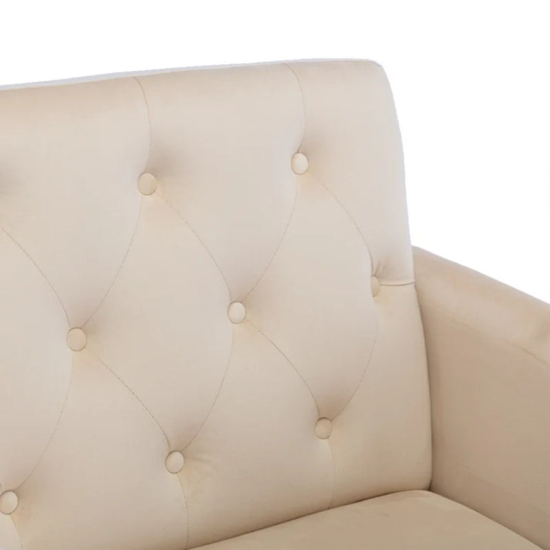 COOLMORE Velvet Accent Chair with Adjustable Armrests and Backrest, Button Tufted Lounge Chair, Single Recliner Armchair with Ottoman-海智集-Default-