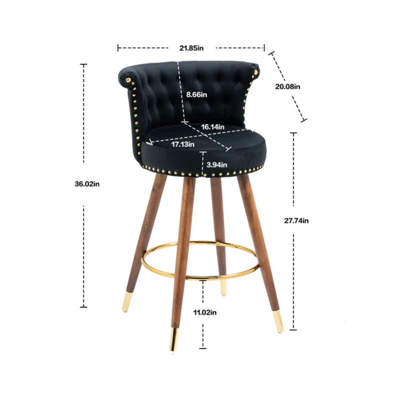 COOLMORE Swivel Bar Stools with Backrest Footrest ,with a fixed height of 360 degrees-海智集-Default-