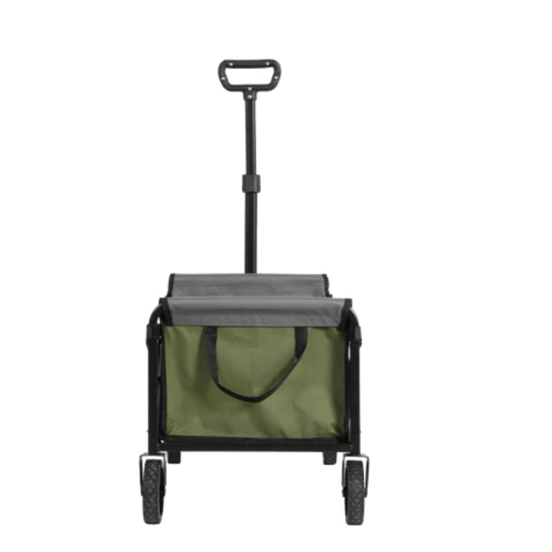 Lightweight Portable Heavy Duty Folding Beach Wagons with Wheels - Outdoor Utility Carts for Grocery, Camping, Shopping, Sports, Garden with Large Capacity -Army green-海智集-Default-