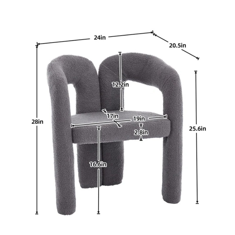 COOLMORE Contemporary Designed Teddy Velvet Upholstered Accent/Dining Chair with Armrest, Gray Teddy Fabric, Set of 2-海智集-Default-