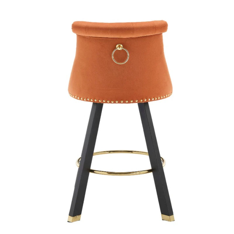 COOLMORE Set of 2,Back pull point design, velvet material, 360 degree rotation, back pull loop detachable design, rivet decoration, square foot wooden bar chair-海智集-Default-