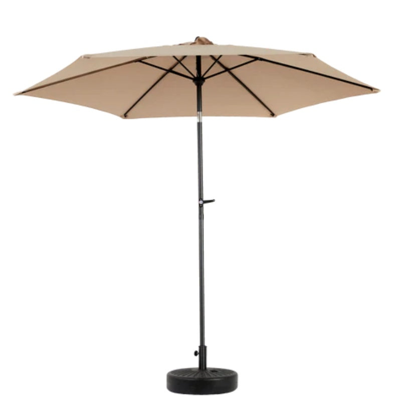 9FT Outdoor Patio Umbrella Outdoor Table Umbrella with Push Button Tilt and Crank, Market Umbrella 6 Sturdy Ribs , Deck, Backyard, Pool (Base Not Included) - ( khaki )-海智集-Default-