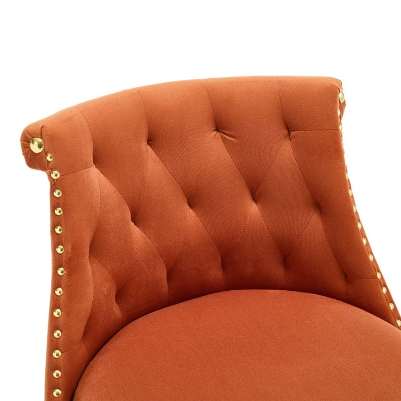 COOLMORE Set of 2,Back pull point design, velvet material, 360 degree rotation, back pull loop detachable design, rivet decoration, square foot wooden bar chair-海智集-Default-