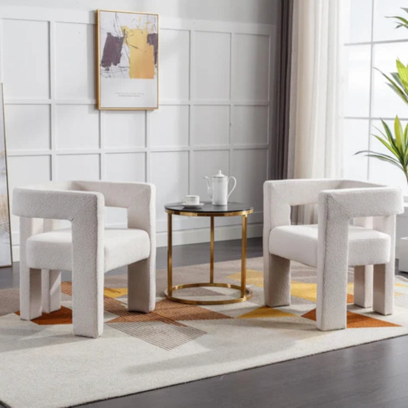 COOLMORE Contemporary Designed Fabric Upholstered Accent/Dining Chair /Barrel Side Chairs Kitchen Armchair for Living Room 2PC/SET-海智集-Default-