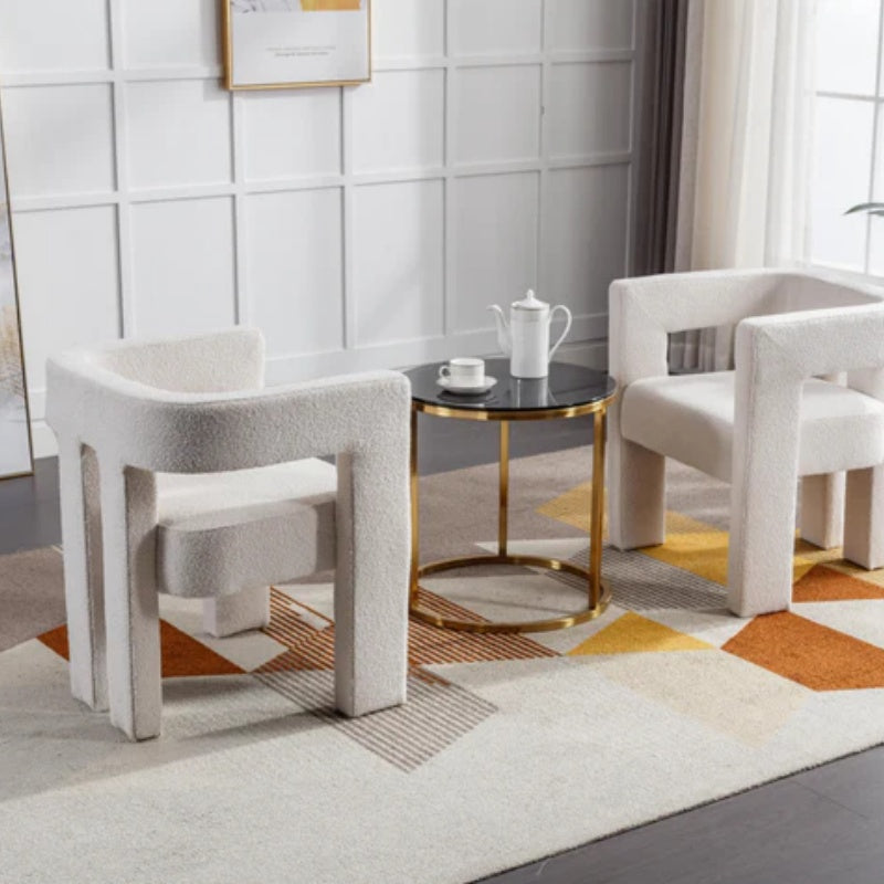 COOLMORE Contemporary Designed Fabric Upholstered Accent/Dining Chair /Barrel Side Chairs Kitchen Armchair for Living Room 2PC/SET-海智集-Default-