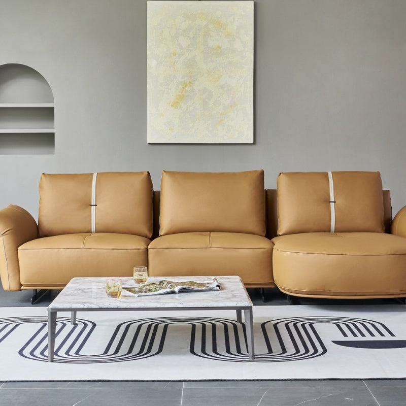 Luxurious living room hotel sofa, Luo LAN series leather sofa, Italian light luxury four-seater-海智集-
