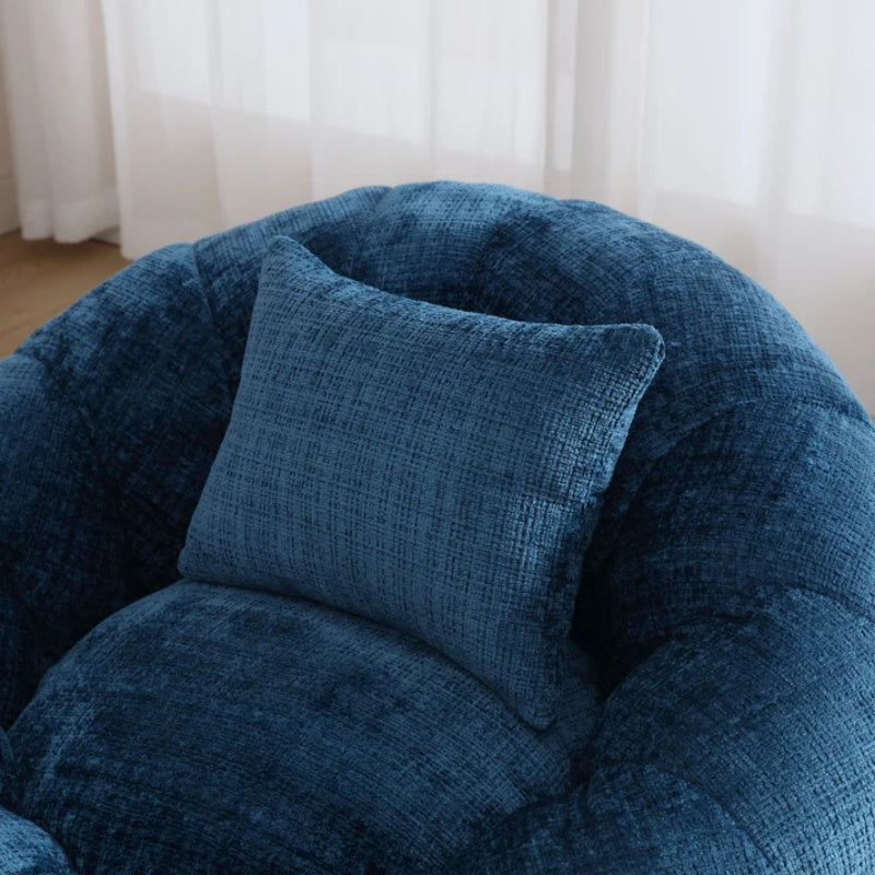 COOLMORE Modern Extra Large Round Bean Bag Chair with Footrest for Living Room, Chenille Fabric Lazy Sofa with Pillow for Adults, Teenagers,Child, Suitable for Bedroom, Dormitory, Study Room-海智集-Default-