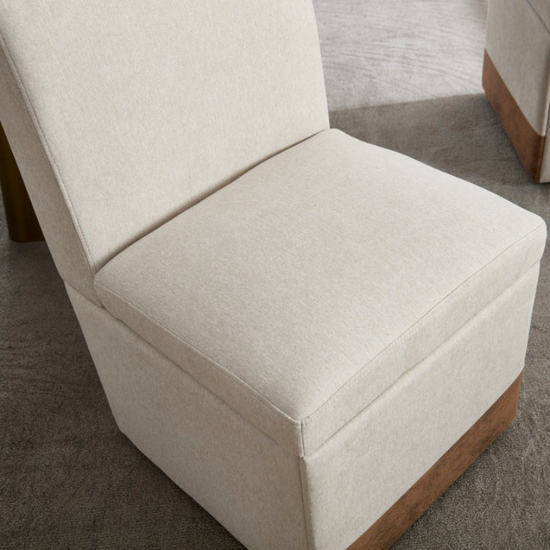 COOLMORE 360 Degree Swivel Upholstered Dining Chairs Set of 2 Swivel Dining Room Chairs Kitchen Chairs Casters & Storage Comfy Modern Rolling Chair for Living Room Fabric Armless Chair-海智集-Default-