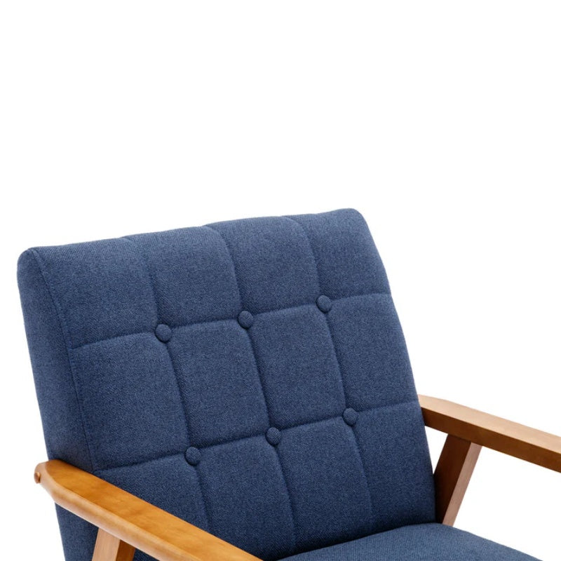 Leisure Chair with Solid Wood Armrest and Feet, Mid-Century Modern Accent chair, for Living Room Bedroom Studio chair-海智集-Default-