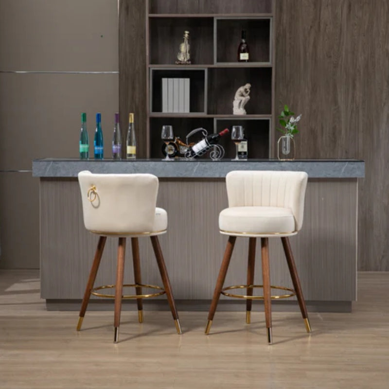 COOLMORE Counter Height Bar Stools Set of 2 for Kitchen Counter Solid Wood Legs with a fixed height of 360 degrees-海智集-Default-