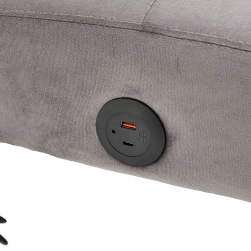 Foldable Fashion Sofa Bed High End Flannel Fabric Back Adjustable Sofa Recliner Futon, Modern Fashion Sofa with Charging Port, Suitable for Living Room Bedroom Office (Gray)-海智集-Default-