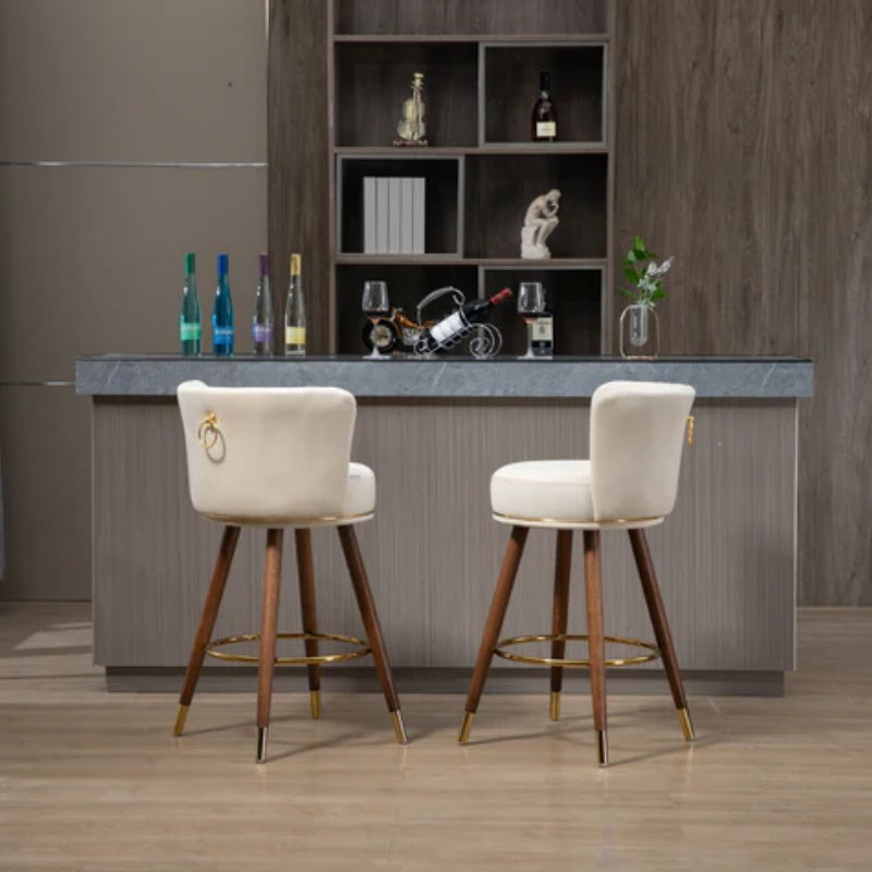 COOLMORE Counter Height Bar Stools Set of 2 for Kitchen Counter Solid Wood Legs with a fixed height of 360 degrees-海智集-Default-