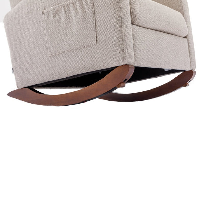 High Back Rocking Chair Nursery Chair .Comfortable Rocker Fabric Padded Seat .Modern High Back Armchair-海智集-Default-