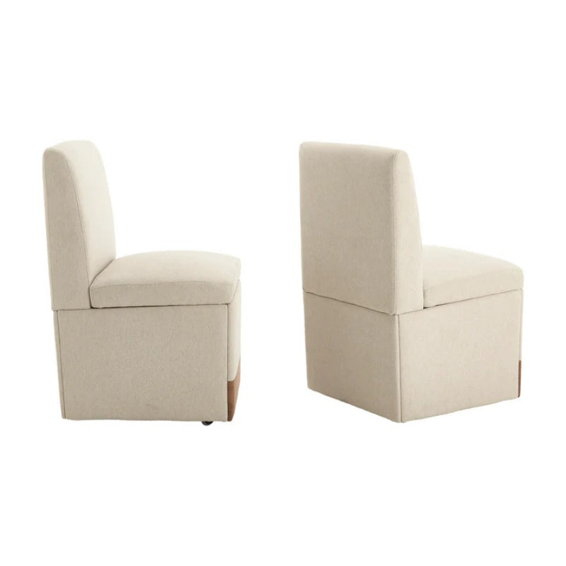 COOLMORE 360 Degree Swivel Upholstered Dining Chairs Set of 2 Swivel Dining Room Chairs Kitchen Chairs Casters & Storage Comfy Modern Rolling Chair for Living Room Fabric Armless Chair-海智集-Default-