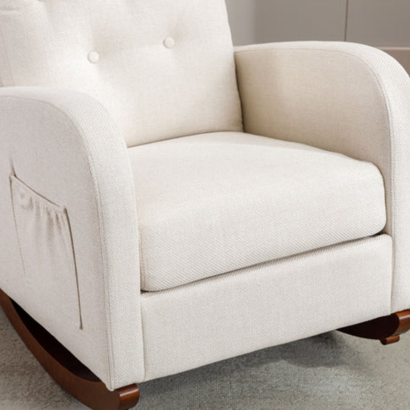 High Back Rocking Chair Nursery Chair .Comfortable Rocker Fabric Padded Seat .Modern High Back Armchair-海智集-Default-