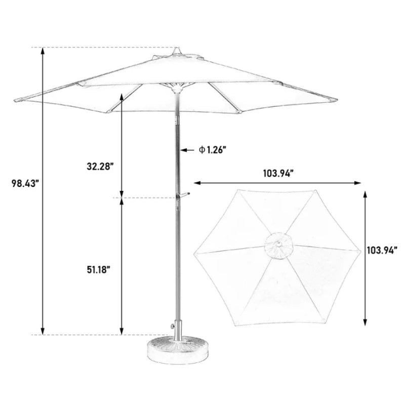 9FT Outdoor Patio Umbrella Outdoor Table Umbrella with Push Button Tilt and Crank, Market Umbrella 6 Sturdy Ribs , Deck, Backyard, Pool (Base Not Included) - ( Dark green )-海智集-Default-