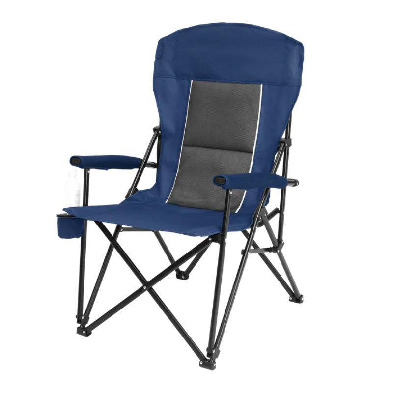High Back Heavy Duty Lawn Chair Support 250LBS, Portable Collapsible Chair with Cup Holder -Navy blue-海智集-Default-