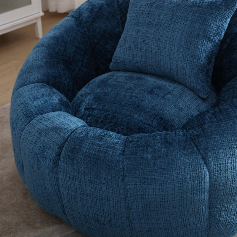 COOLMORE Modern Extra Large Round Bean Bag Chair with Footrest for Living Room, Chenille Fabric Lazy Sofa with Pillow for Adults, Teenagers,Child, Suitable for Bedroom, Dormitory, Study Room-海智集-Default-