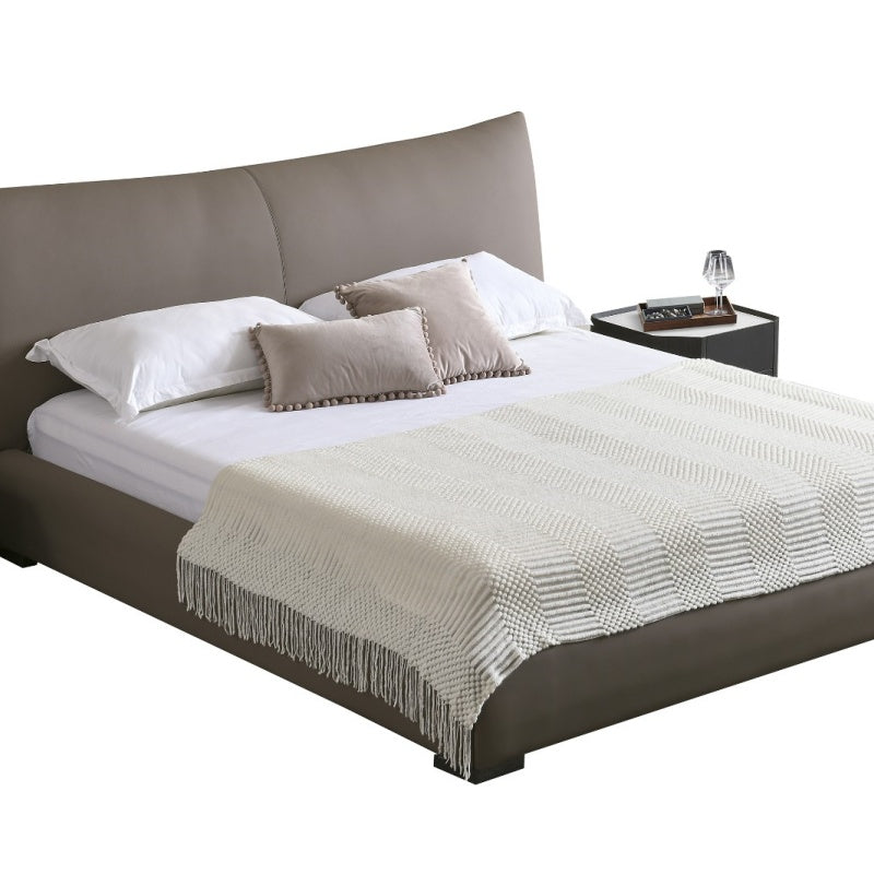 Jinxuan Series GINSON genuine leather Bed, modern and simple Italian light luxury high-end solid wood soft package Chanel (including bed board, excluding bedside table)-海智集-