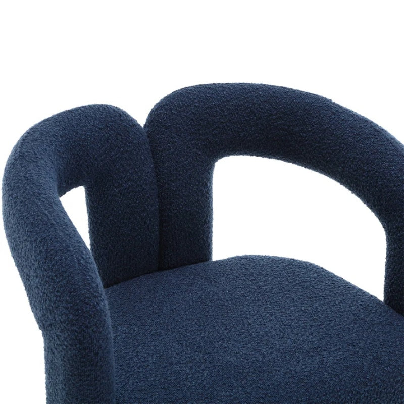 COOLMORE 360 Degree Swivel Cuddle Barrel Accent Chairs, Round Armchairs with Wide Upholstered, Fluffy Fabric Chair for Living Room, Bedroom, Office, Waiting Rooms (Navy Boucle)-海智集-Default-