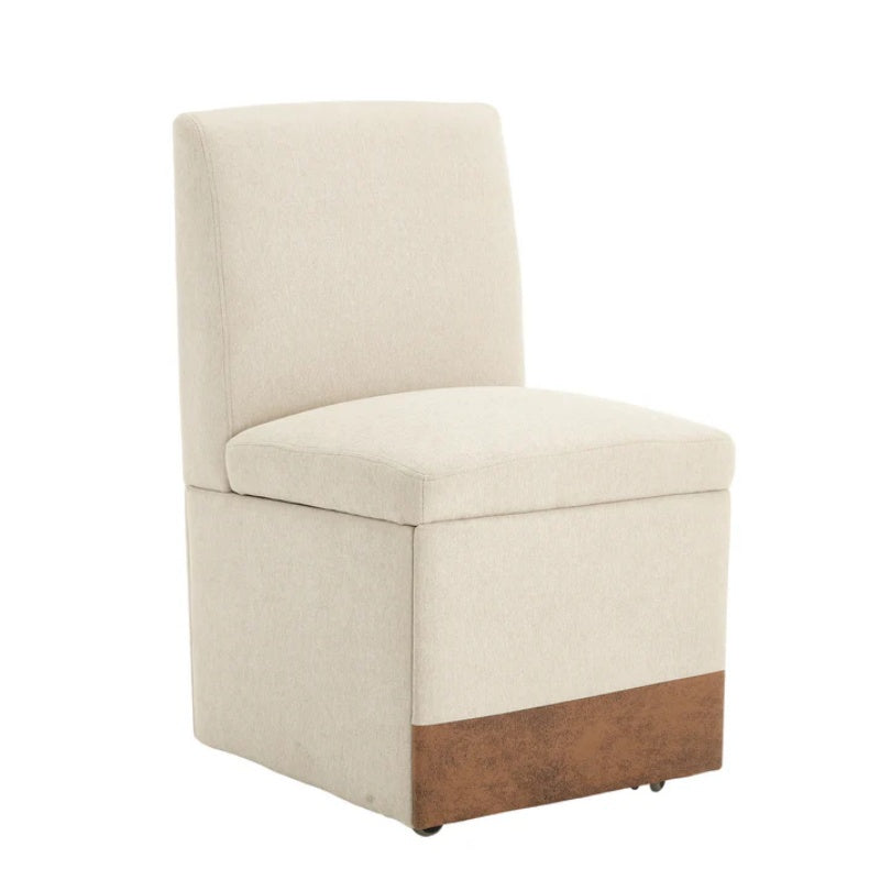 COOLMORE 360 Degree Swivel Upholstered Dining Chairs Set of 2 Swivel Dining Room Chairs Kitchen Chairs Casters & Storage Comfy Modern Rolling Chair for Living Room Fabric Armless Chair-海智集-Default-