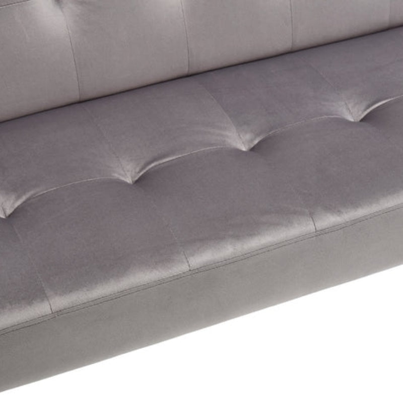 Foldable Fashion Sofa Bed High End Flannel Fabric Back Adjustable Sofa Recliner Futon, Modern Fashion Sofa with Charging Port, Suitable for Living Room Bedroom Office (Gray)-海智集-Default-