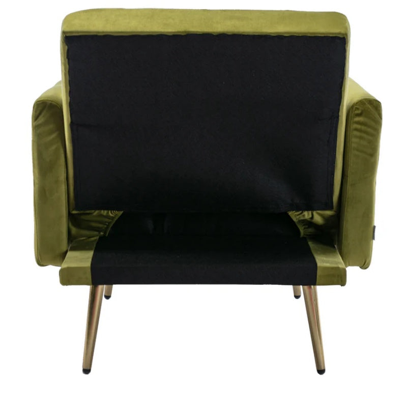 COOLMORE Velvet Accent Chair with Adjustable Armrests and Backrest, Button Tufted Lounge Chair, Single Recliner Armchair with Ottoman-海智集-Default-