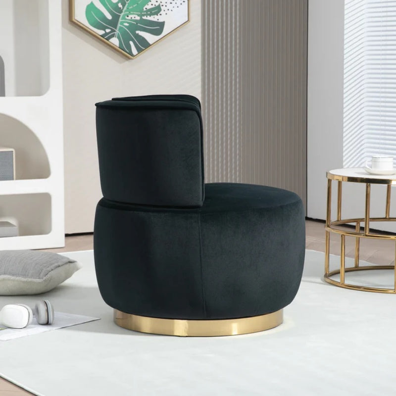 COOLMORE Swivel Barrel Chair, 360 Degree Round Armchair with Fluffy Velvet Upholstery for Living Room, Bedroom, Office-海智集-Default-