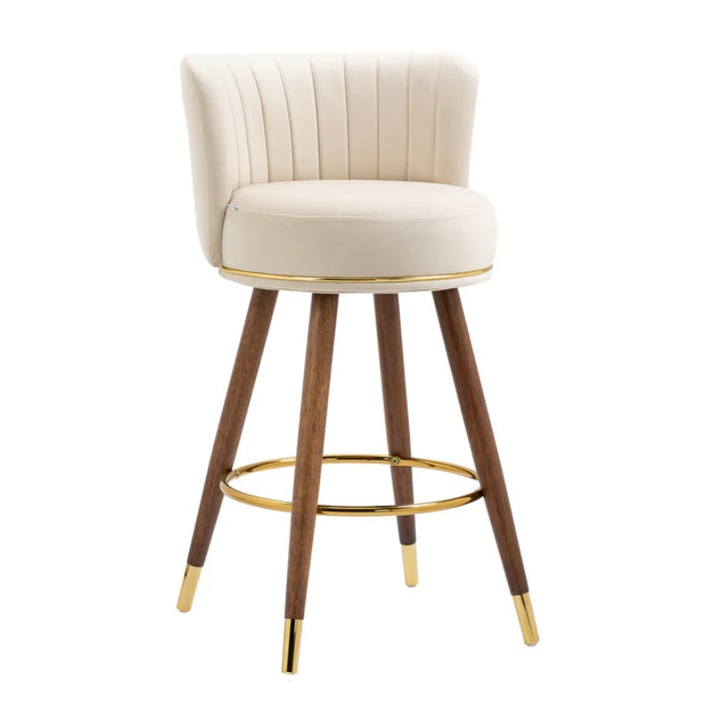 COOLMORE Counter Height Bar Stools Set of 2 for Kitchen Counter Solid Wood Legs with a fixed height of 360 degrees-海智集-Default-