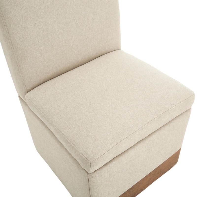 COOLMORE 360 Degree Swivel Upholstered Dining Chairs Set of 2 Swivel Dining Room Chairs Kitchen Chairs Casters & Storage Comfy Modern Rolling Chair for Living Room Fabric Armless Chair-海智集-Default-