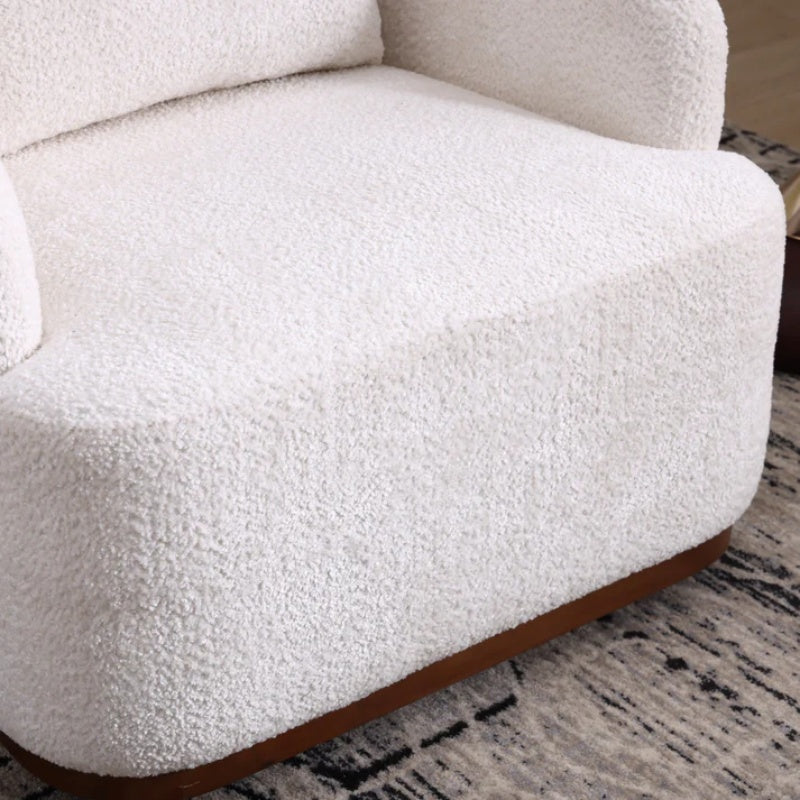 Swivel Barrel Chair, Comfy Round Accent Sofa Chair 360 Degree Swivel, White Chenille, 31.5 x 31.5 x 27.56-海智集-Default-