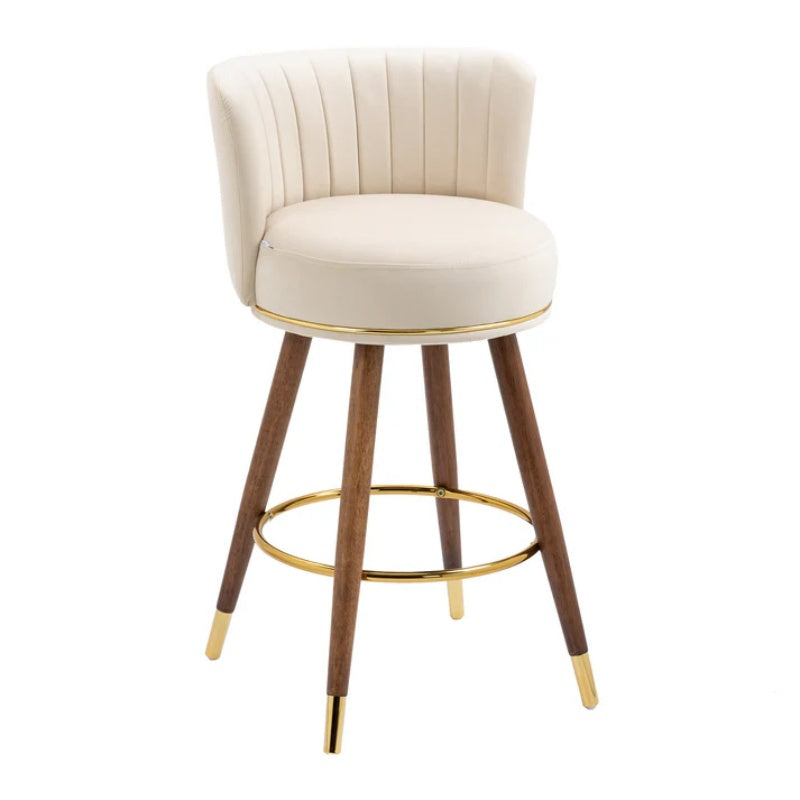 COOLMORE Counter Height Bar Stools Set of 2 for Kitchen Counter Solid Wood Legs with a fixed height of 360 degrees-海智集-Default-