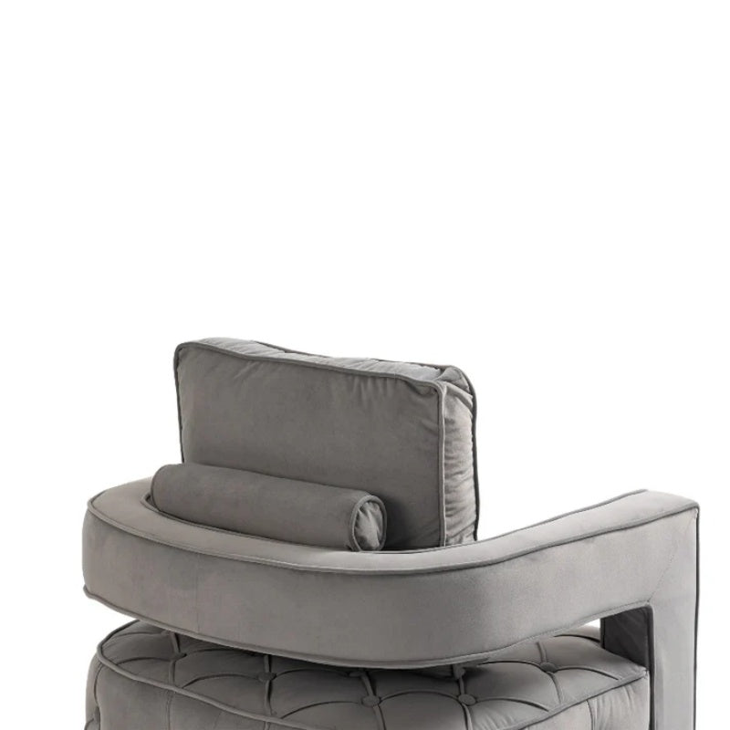 Swivel Accent Chair - Modern Accent Chair with Pillow, Velvet Armchair Side Chair with Tufted Button for Living Room, Bedroom, Office(Gray)-海智集-Default-
