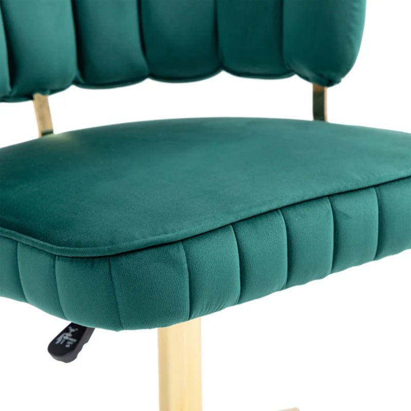 Velvet Home Office Desk Chair, Modern Cute Computer Chair, Wheels Swivel Height Adjustable Task Chair, Emerald Velvet-海智集-Default-