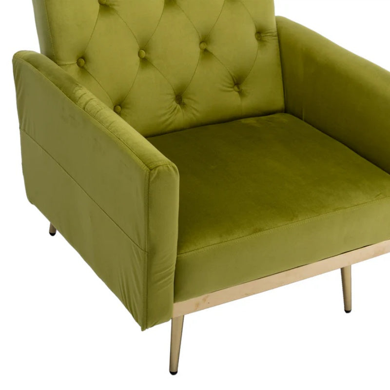 COOLMORE Velvet Accent Chair with Adjustable Armrests and Backrest, Button Tufted Lounge Chair, Single Recliner Armchair with Ottoman-海智集-Default-