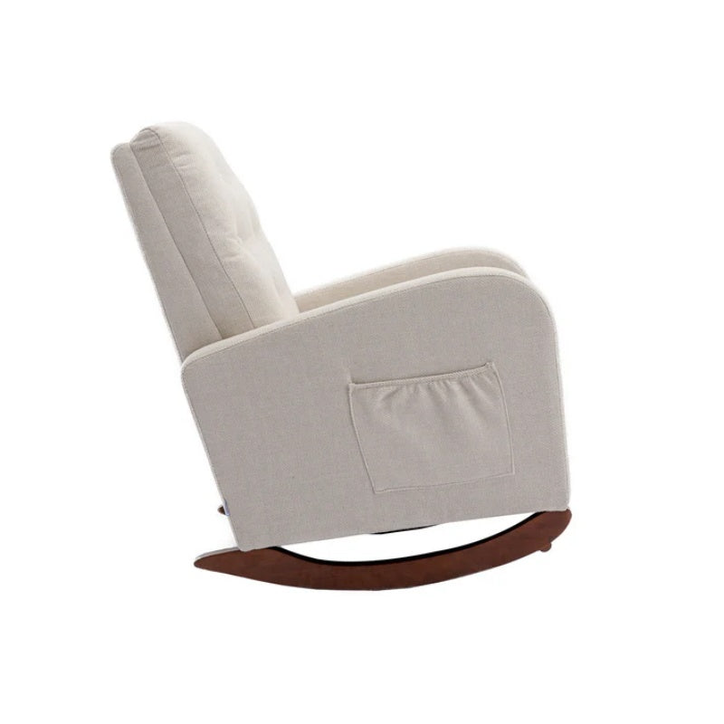 High Back Rocking Chair Nursery Chair .Comfortable Rocker Fabric Padded Seat .Modern High Back Armchair-海智集-Default-