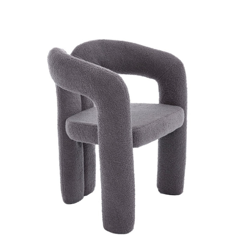 COOLMORE Contemporary Designed Teddy Velvet Upholstered Accent/Dining Chair with Armrest, Gray Teddy Fabric, Set of 2-海智集-Default-