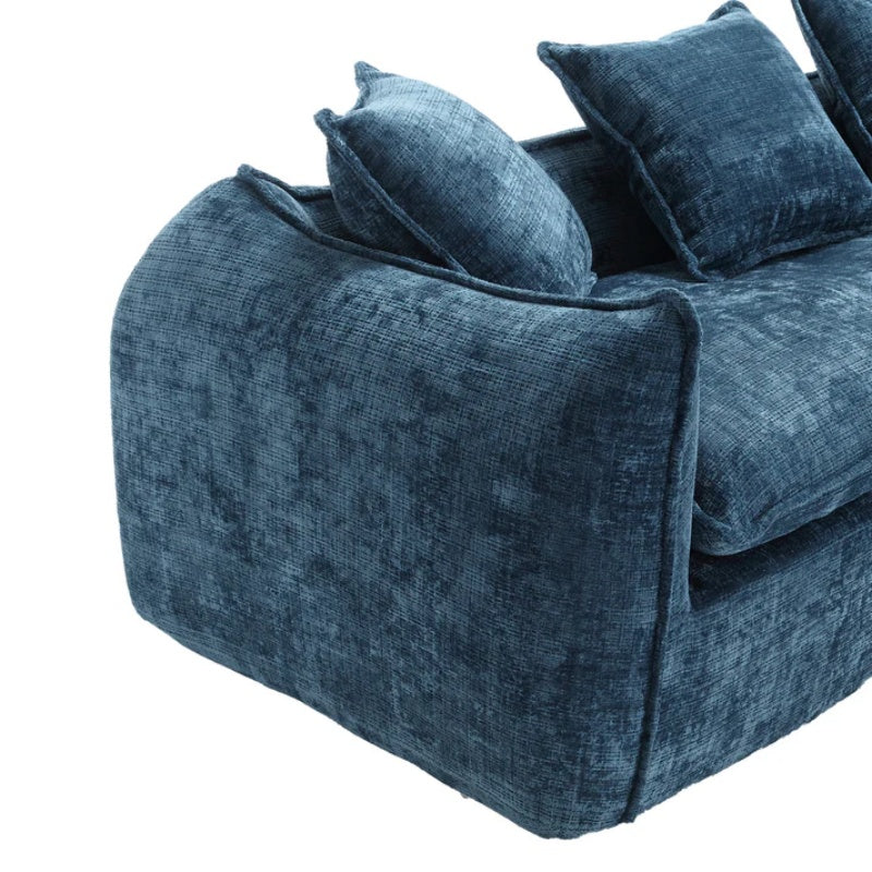 UNITED WE WIN Chenille fabric, removable armrests with side pockets, high density sponge filling, oversized double sofa with footstool-海智集-Default-
